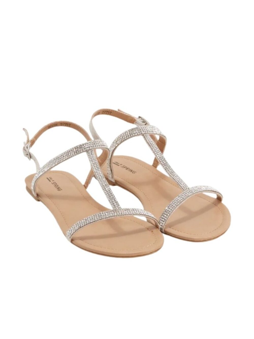 Call It Spring Rhinestone Flat Sandals — Size 9